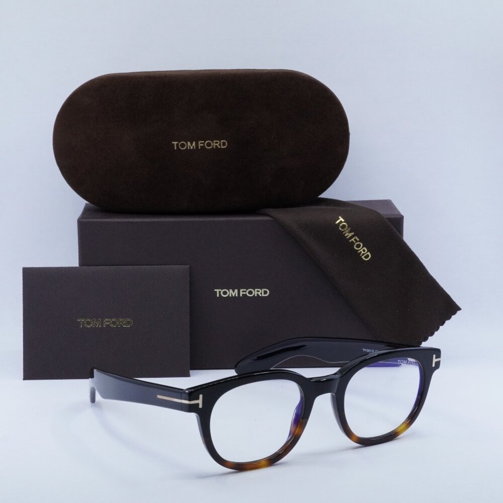 Tom Ford FT5807-B 005 Square Eyeglasses 50mm - Black/Havana/Blue Light Block